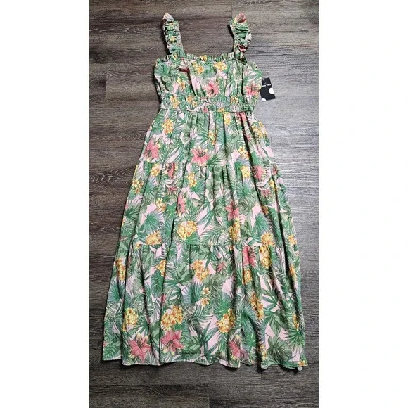 Maison Tara Tiered Midi Dress Women's Green 14 - Picture 4 of 10